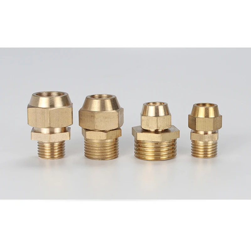 Brass Flaring Directly Connector 1/8" 1/4" 3/8" 1/4" BSPT Male Thread Brass Fitting Copper Expansion Flared Adapter Connector