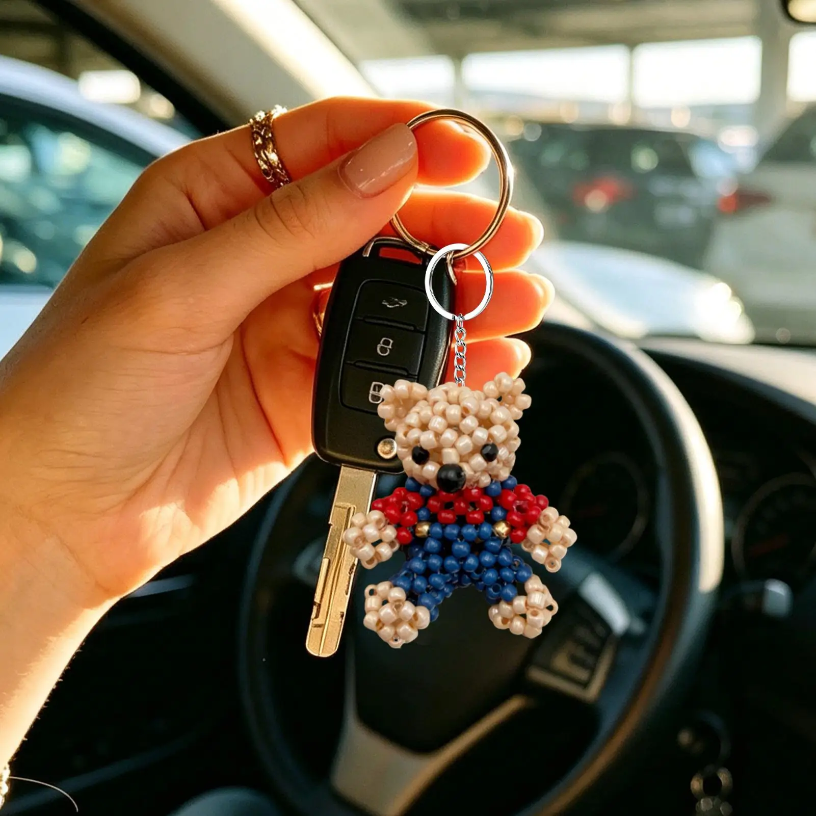 Animal Bag Charm Cute Decorative Beaded Bear Funny Bag Decorations For Couples Schoolbag Wallet Backpack