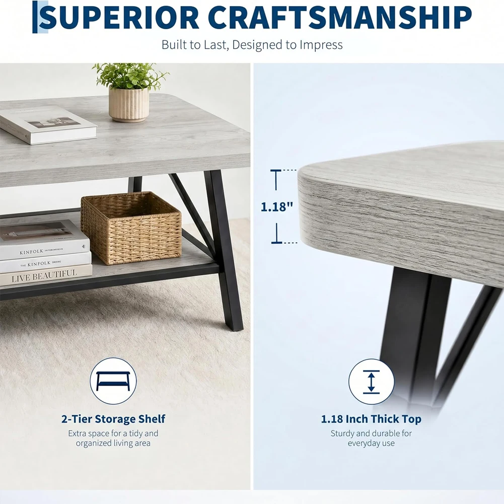 Coffee Table with Storage, 39.4