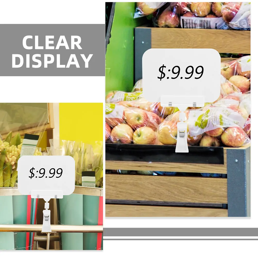 5Pcs Reusable Plastic Dry Erase Food Tags with Rotating Clip Compact Mini Chalkboard Signs for Fresh Produce Pricing Retail