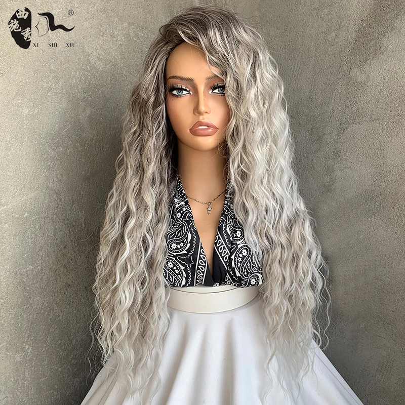 

28" Layered Blonde Long Curly Wigs For Women Synthetic Wig Mix Color Natural Wavy Fluffy Hair Heat Resistant Wig Daily Party Use