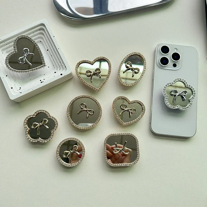 

Luxury Rhinestone Makeup Mirror Holder Universal Smart Tok Lazy Bracket For iPhone Samsung Foldable Griptok Stand Socket