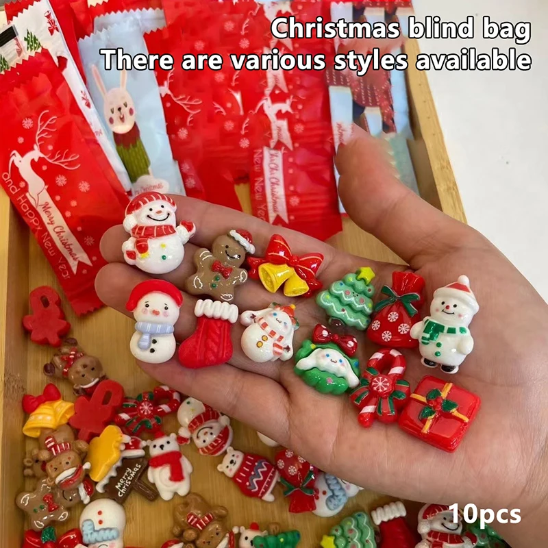 10 Stück Harz Weihnachtspuppe Blind Bag Weihnachten Elch Weihnachtsmann Geschenk Belohnungen für Kindergartenkinder