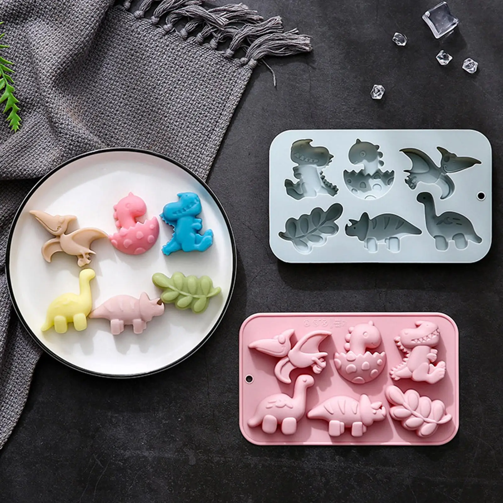 Cute Dinosaur Leaf Silicone Mold Silicone Chocolate Mold Jello Candy Gummy Mold Cake Decorating Tool Crayon Wax Melt Mould