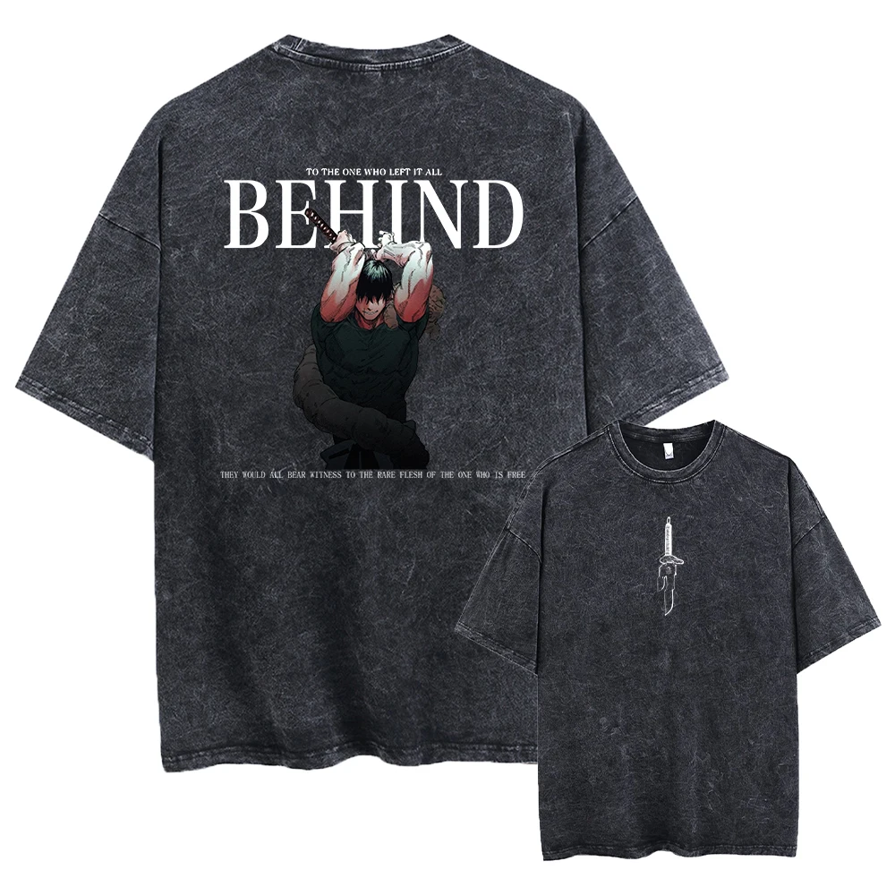 

Men Streetwear Washed Acid Oversized T Shirt Japanese Anime Retro Worn Graphic Print T-Shirt Summer Cotton Short Sleeve Tee Tops