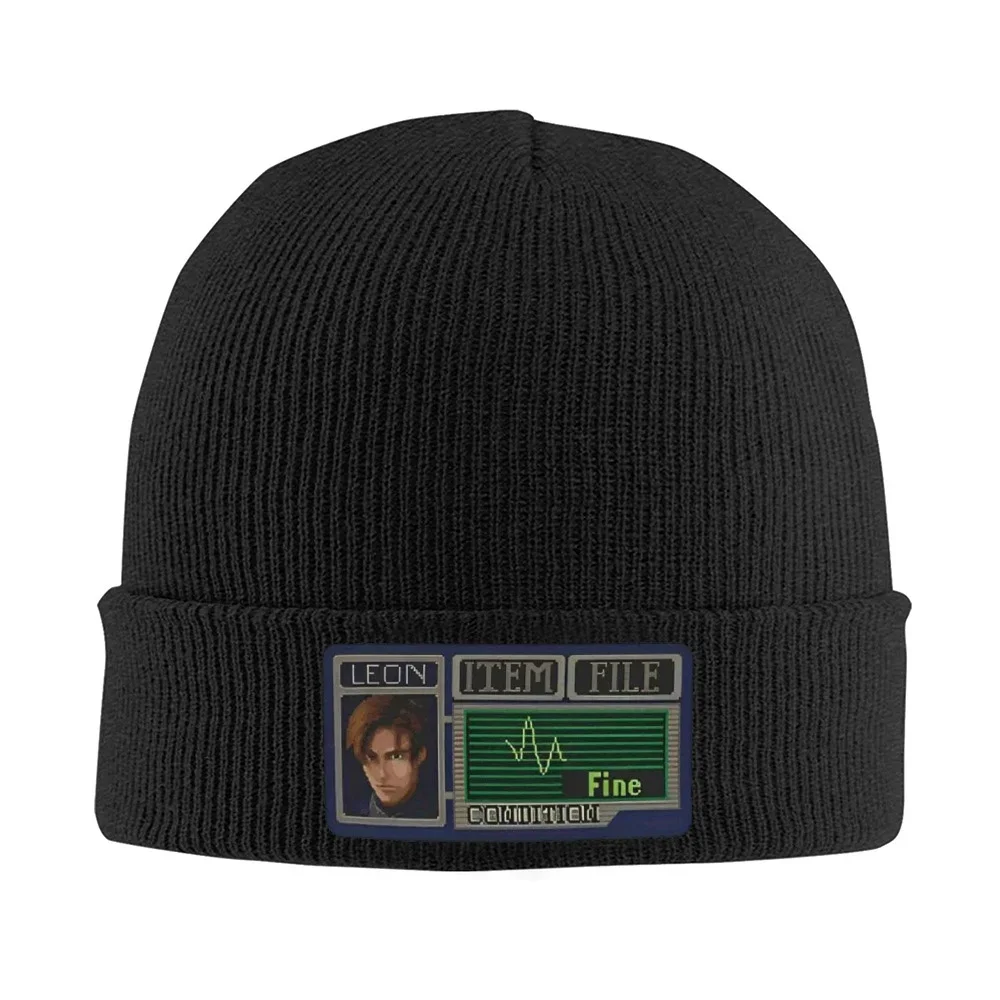 1pc Leon Kennedy Pixel Art Bonnet Hats Umbrella Residented Evils 4 Game Knitting Hat Men Women Elastic Beanie Hats Autumn Gym Ca