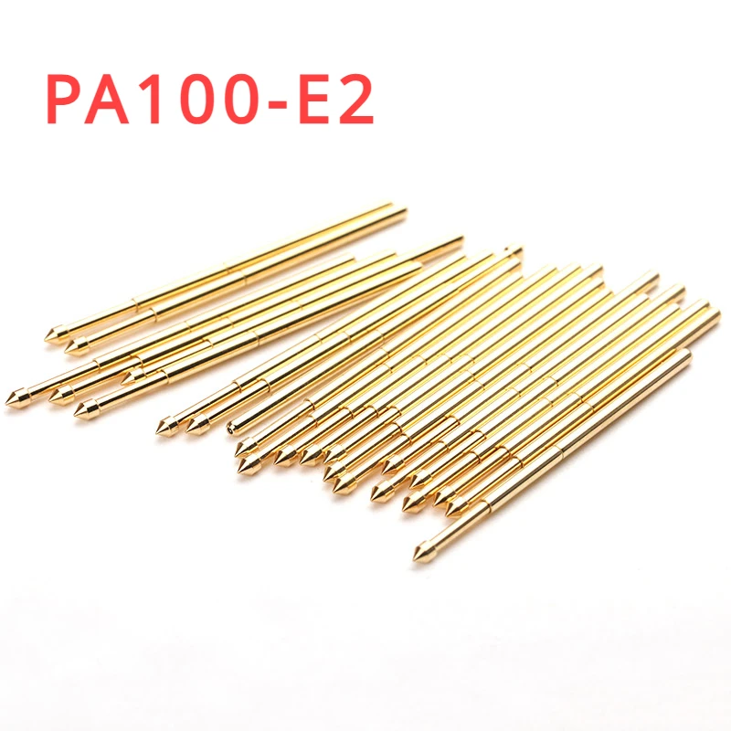 100PCS Gold-plated Spring Test Pin PA100-E2 Conical Head Outer Diameter 1.36mm Needle Length 33.35mm for Testing