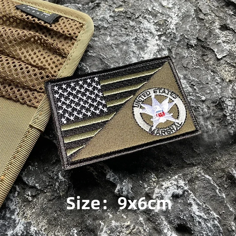 US MARSHAL Embroidered Hook&Loop Patches Tactical Accessories U.S. Marshals Morale Badge Military Armband Vest Patch Sticker