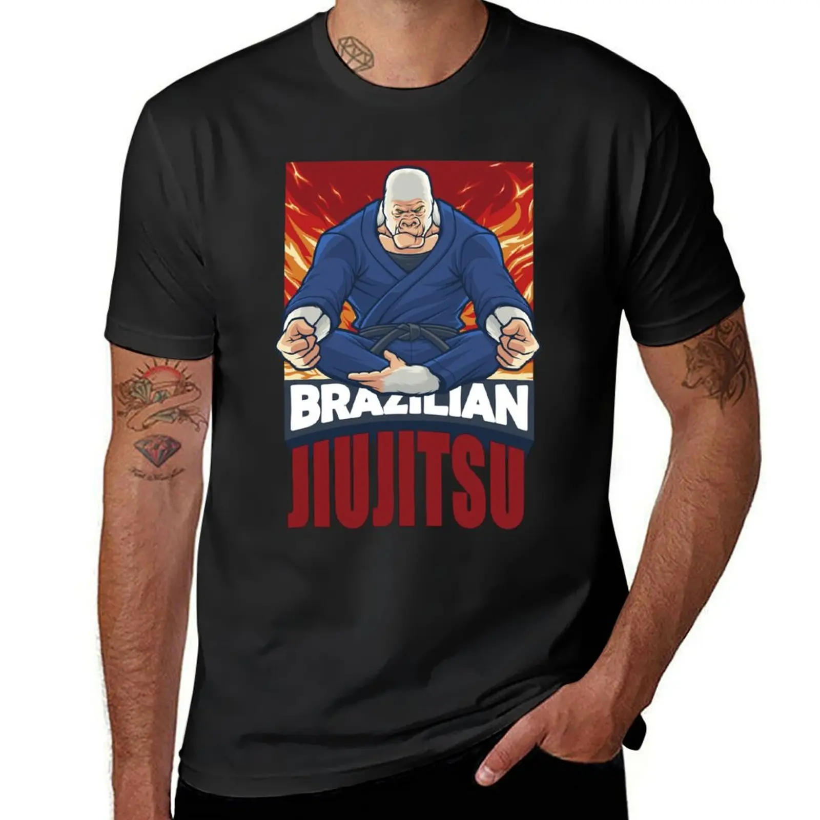Футболка Gorilla in Jiu Jitsu Gi, BJJ Unifrom, летняя одежда, тяжелые мужские футболки