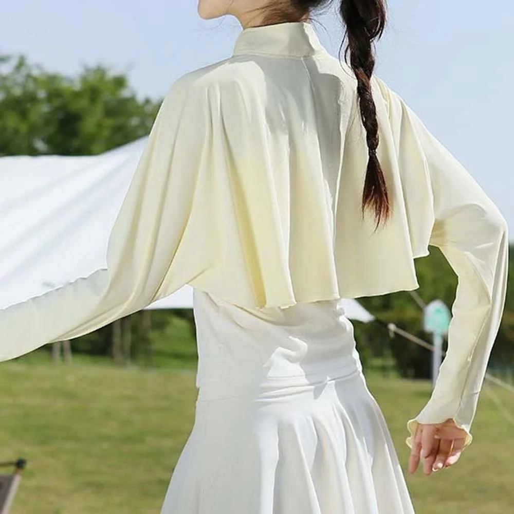 

Solid Color Summer Sunscreen Shawl Long Sleeve Sunshade Cloak Ice Silk Cape Arm Sleeves Thin Sun Protection Clothing Running