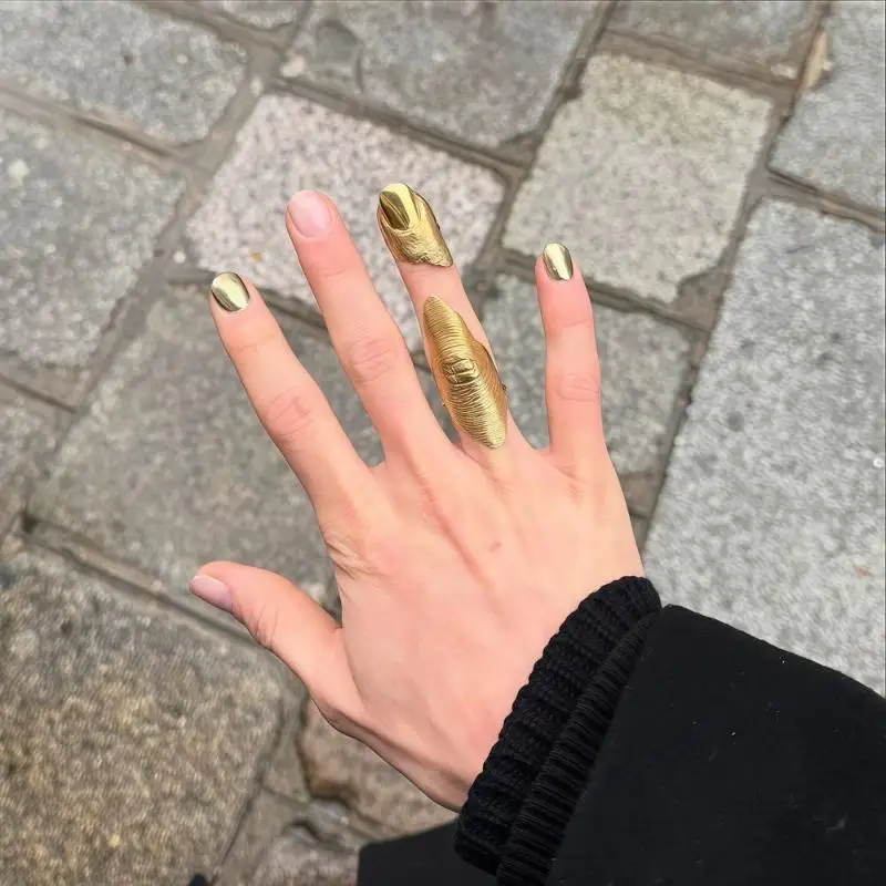 1/5Pcs Irregular Texture Knuckle Ring Set Golden Minimalist Stackable Ring Jewelry for Men Women