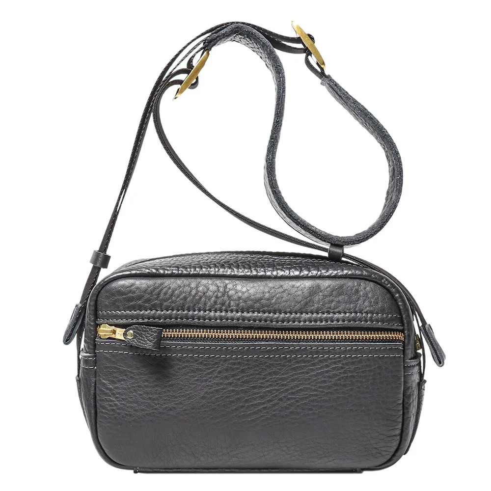 

New Men's Genuine Leather Chest Sling Bag, Top Layer Cowhide Fashion Small Square Bag, Casual Shoulder Phone Bag