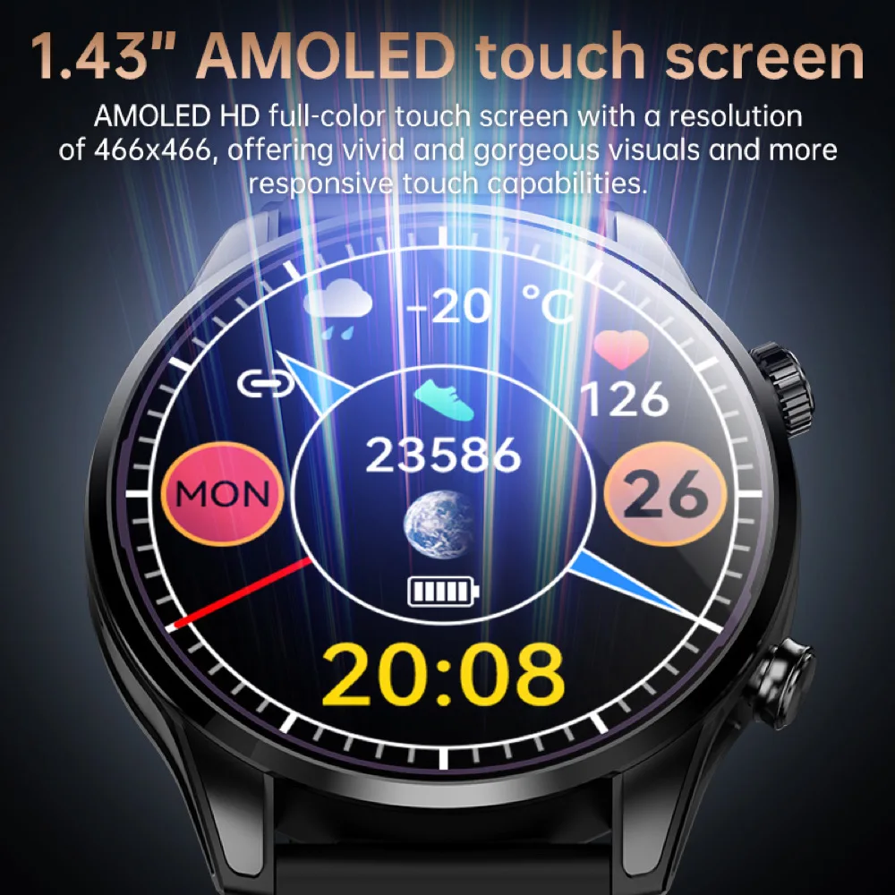 Beidou GPS-positionering Sport Heren Dames Outdoor Smartwatches Blue Tooth Call AMOLED-scherm Hartslag Slaap Gezondheid Smart Watch