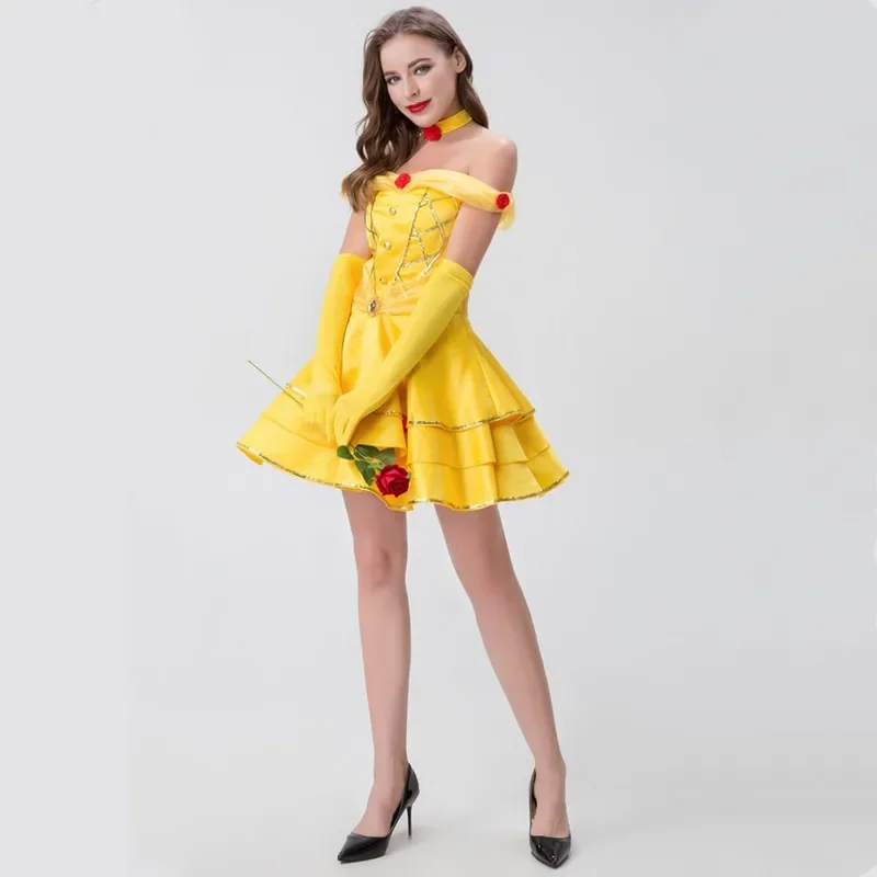 فستان الأميرة مثير حسناء الهالوين للنساء ، فستان خيال خيالي ، جمال الوحش تأثيري ، أزياء أنيمي ، ملابس نسائية ، عيد الهالوين