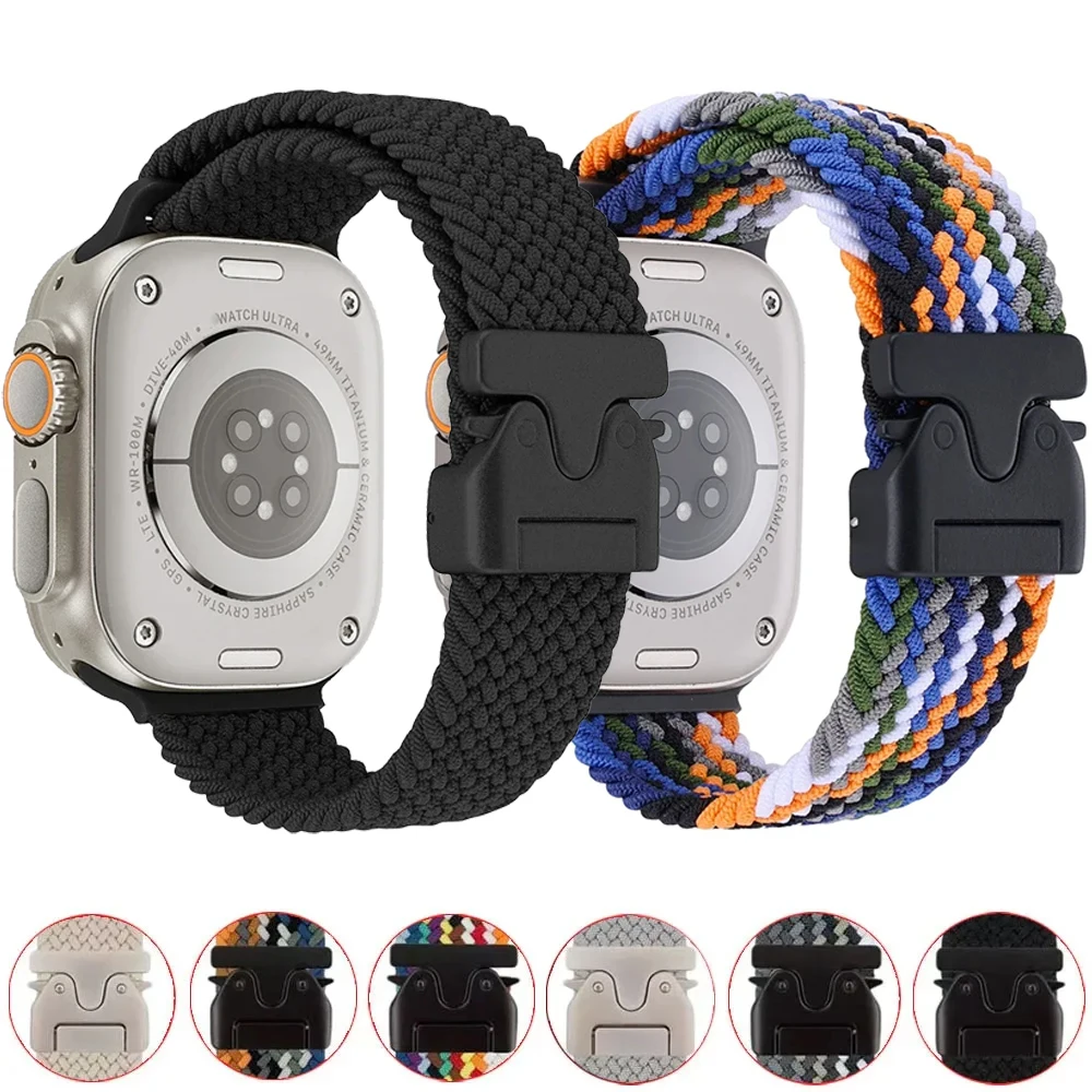 Parachute gevlochten band voor Apple horlogeband 46 mm 44 mm 45 mm 42 mm 41 mm 40 mm Ultra 2 49 mm voor iwatch Series 10 9 SE 8 7 6 5 4 riem - afbeelding 2