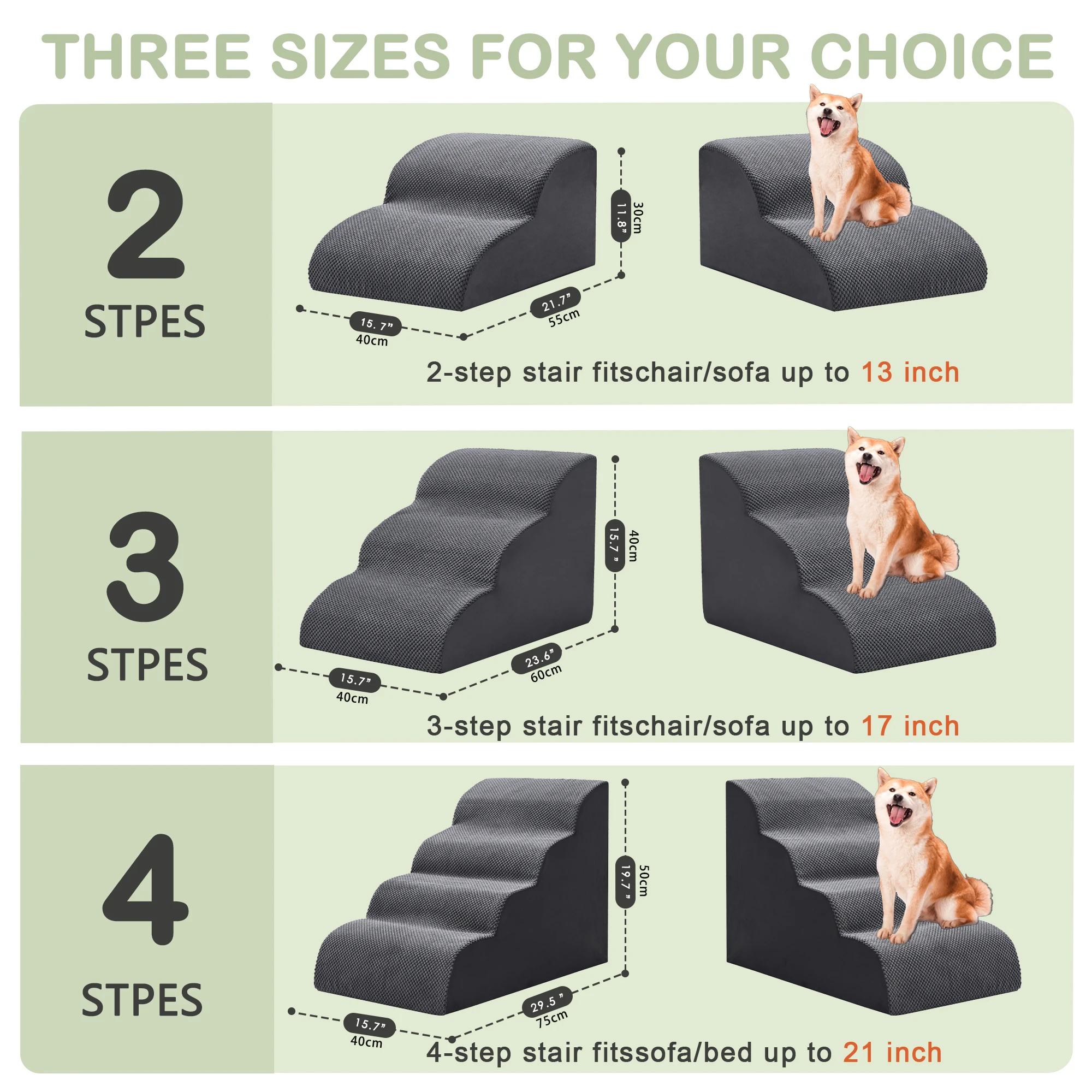 منحدر سلالم الكلاب المنحني للأسرة العالية 19.7 بوصة ارتفاع، خطوات للكلاب الصغيرة والقطط، سلالم الحيوانات الأليفة لتسلق السرير العالي، Gr