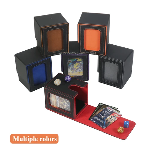 Imagen 2 del producto Caja de baraja para caja de tarjetas de exhibición Commander, compatible con 100 tarjetas de doble manga para MTG /TCG/CCG/caja de almacenamiento de tarjetas deportivas con 2 divisores