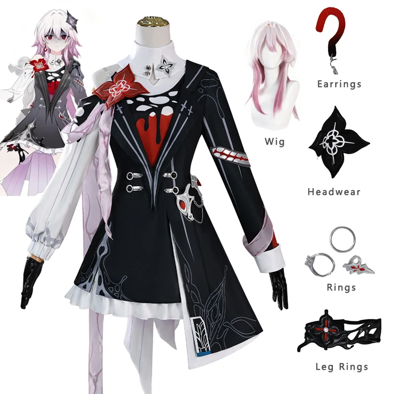 Newly Evernight Cosplay Honkai：Star Rail March 7th Costume Wig Women Cosplay Dress Suit Halloween Carnival Party Role Play Outf