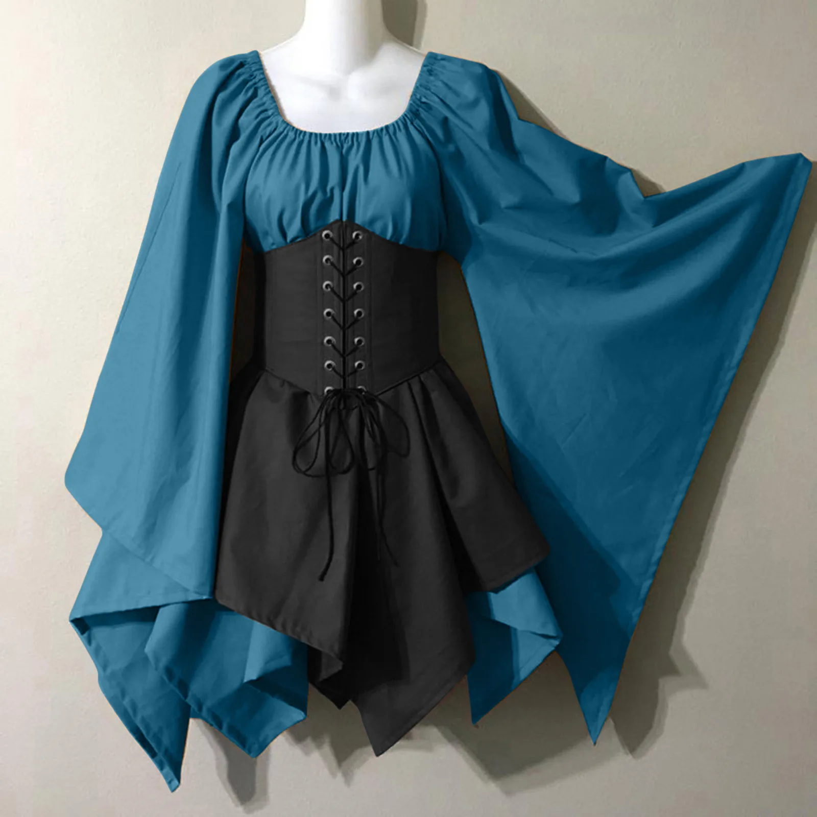 

Halloween Cosplay Palace Victoria Medieval Female Fairy Elf Costume For Women Princess Bandage Christmas Patchwork Party Dress