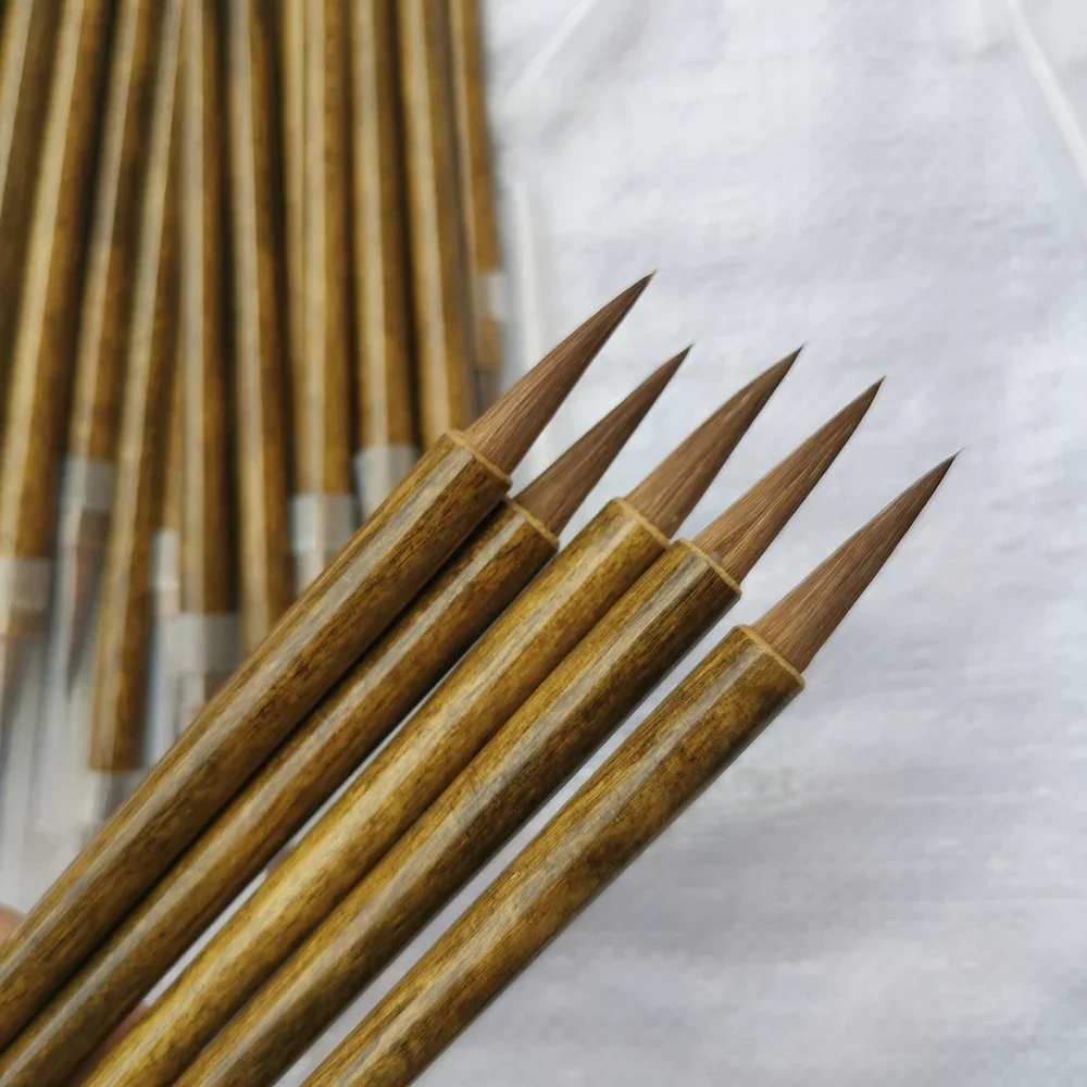 Wholesale of Wood Calligraphy Brushes Wolf Weasel Hair Writing Chinese Brush Paint Traditional Regular Script Pen