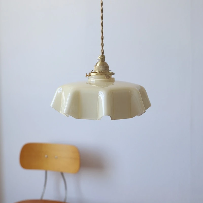 

French Cream Style Flowers Glass Pendant Lights Dining Room Table Kitchen Bedroom Bedside Hang Lamp Balcony Aisle Ceiling Lights