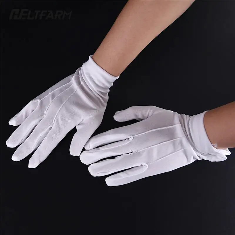 White Cotton Gloves Formal Work Uniform Catering Uniforms Magician Parades Inspection Five-fingers Women Men\'s Work Gloves