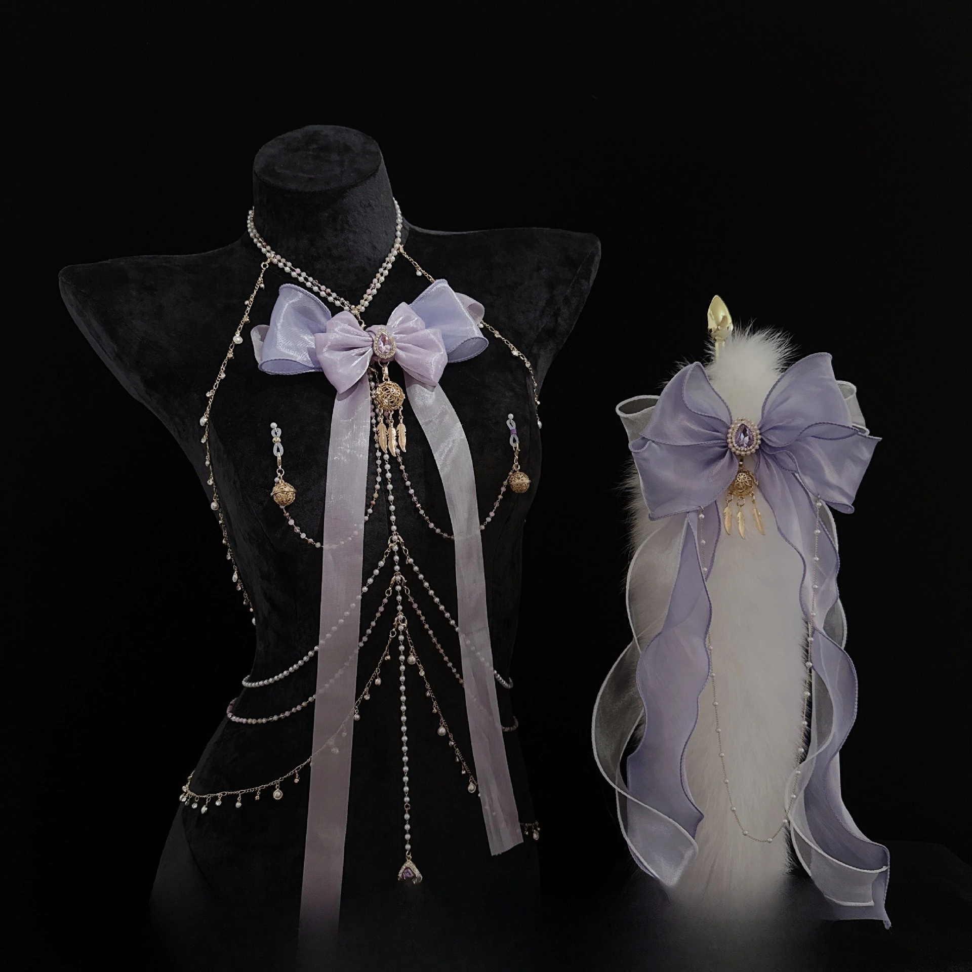 بيرليسسينت القوس كليب للحلمات والمهبل الفراء الحقيقي الذيل المكونات الشرج طوق متكاملة مثير اكسسوارات SM إغاظة ألعاب جنسية #1