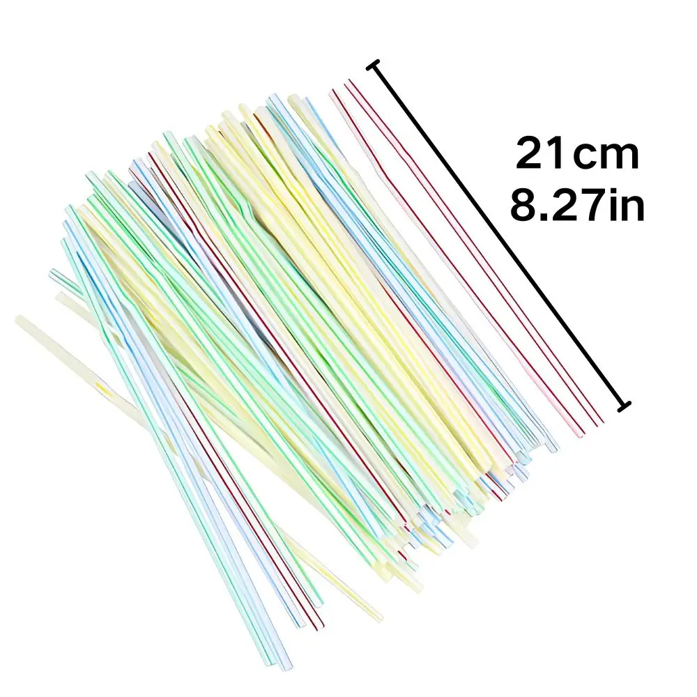100/200pcs Random Color Striped Bendable Straws, Flexible Drinking Straws for Party, Birthday, Cocktail & Daily Beverage Use YMY