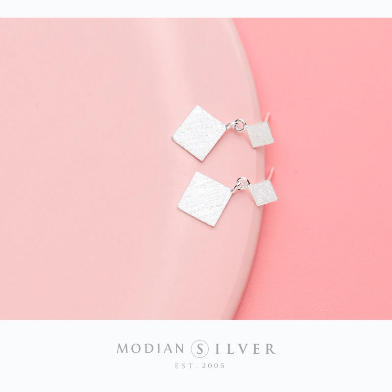 Modian 925 Stelring Silver Fashion Design Frosted Geometric Dangle Earrings for Women 925 Sterling Silver Charm Wedding Jewelry