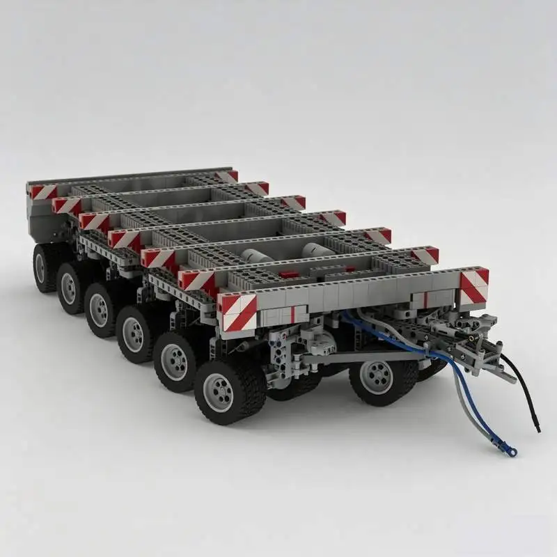 3737PCS Multi Axle Dual Line Modular Trailer Vehicle Model Custom Puzzle Blocks Technical Assembly Educational Toy Birthday Gift