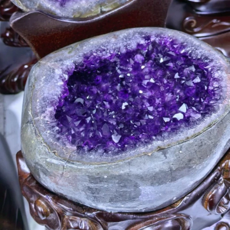 Natural amethyst cave ornament, amethyst dinosaur egg ornament, amethyst cave crystal rough stone, Brazilian crystal ornament.
