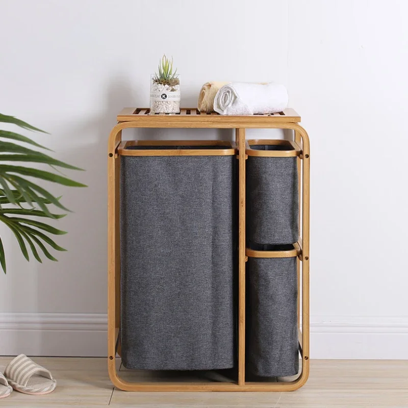 Ins Nordic Foldable Laundry Basket Bamboo Classification Organizer Basket Bathroom Storage Rack Dirty Clothes Basket Household