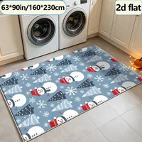 Cute Winter Snowman Christmas Tree Rug, Holiday Carpet, Suitable for Living Room, Bedroom, and Home Floor Decoration 5