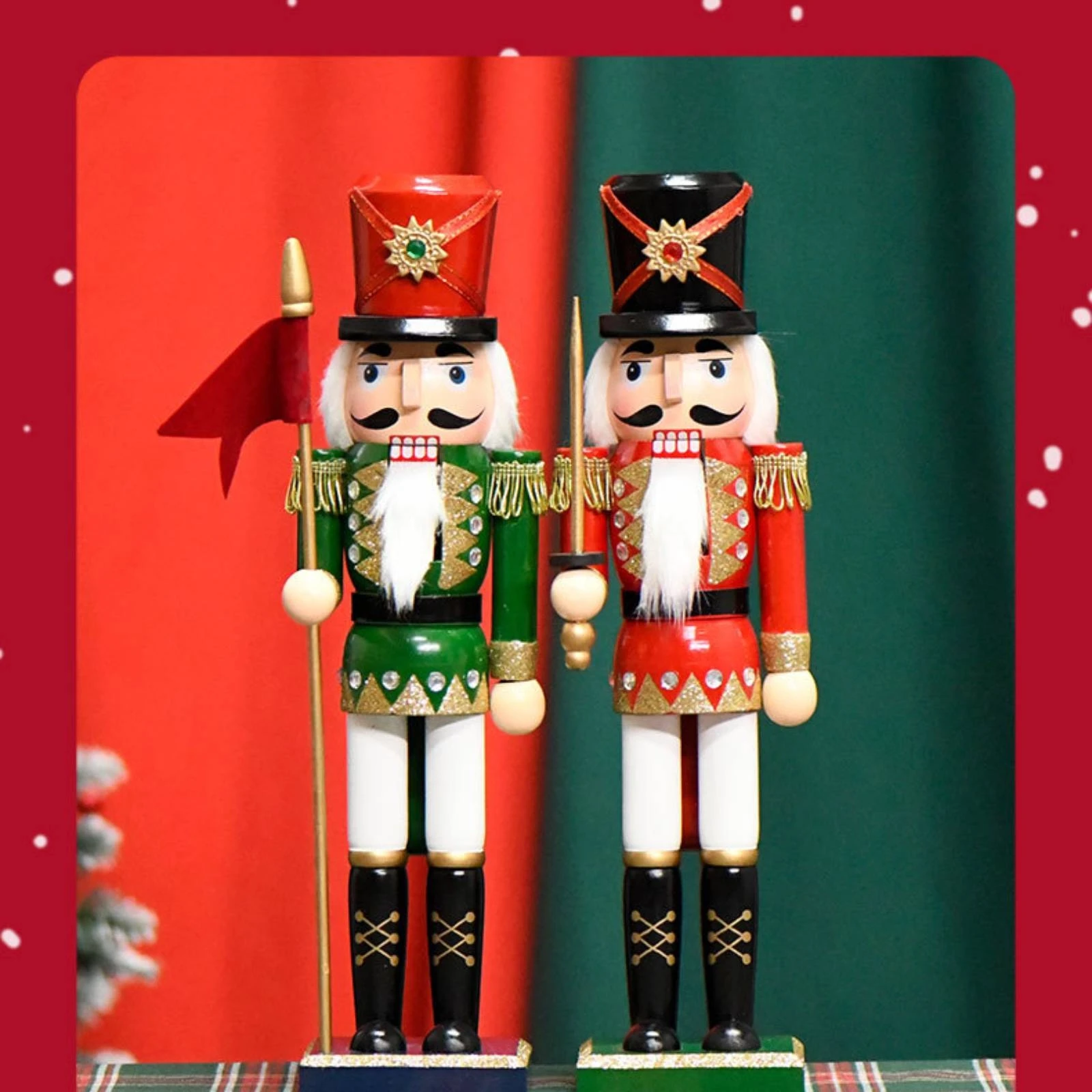 Nutcracker Soldier Holiday Wooden Nutcracker Soldier Ornament Colorful Vivid for Tabletop, Mantel
