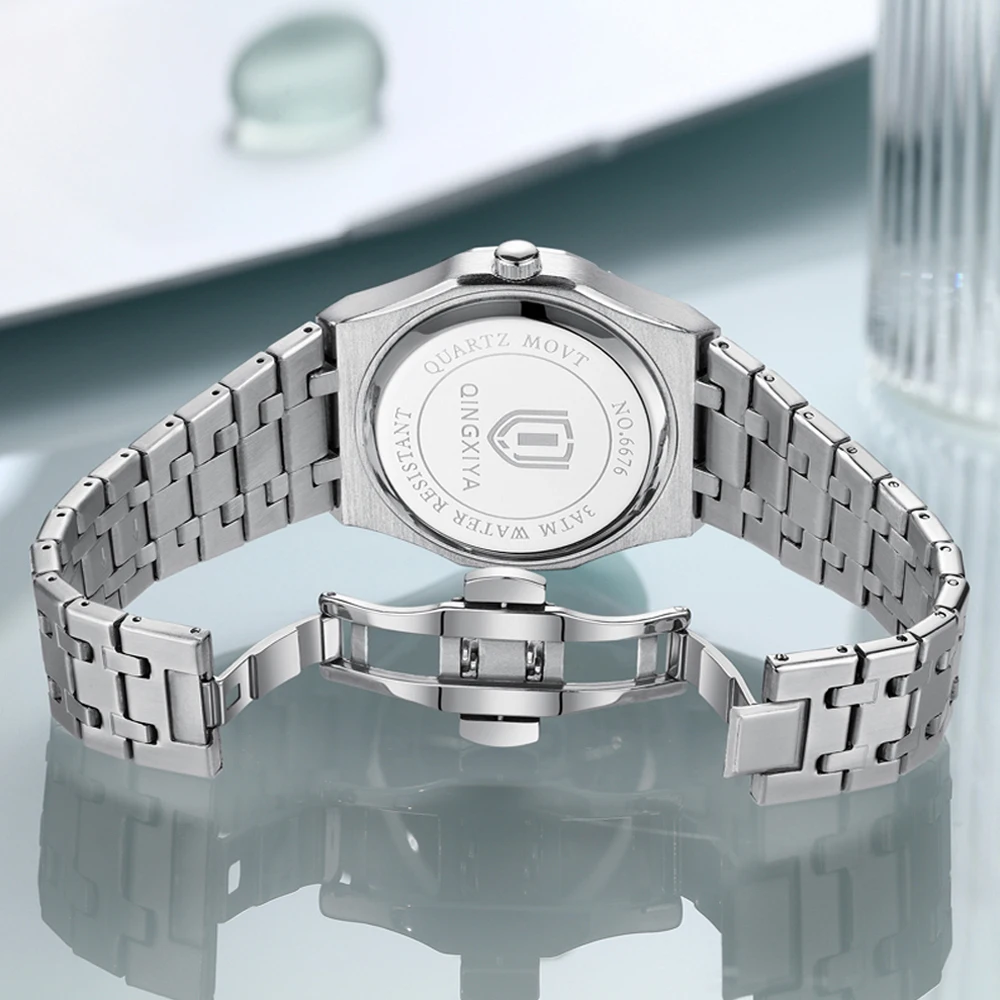 QINGXIYA Top Original Quartz Watch for Men Stainles Steel Waterproof Date Man Watch Fashion Luxury Brand Men's Wristwatch Reloj