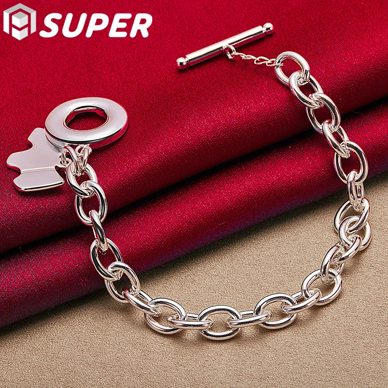 

925 Sterling Silver Dog Pendant Bracelet OT Buckle Chain For Woman Man Charm Wedding Engagement Fashion Party Jewelry