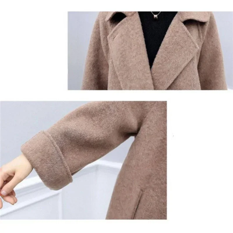 ชุดเซ็ตสองชิ้นสำหรับผู้หญิง รุ่น QNPQYX สำหรับฤดูใบไม้ร่วงและฤดูหนาว เสื้อโค้ทแขนยาวทรงหรูหรา + กระโปรงสั้น ผ้าผสมเนื้อดี เหมาะสำหรับใส่เป็นเสื้อคลุม