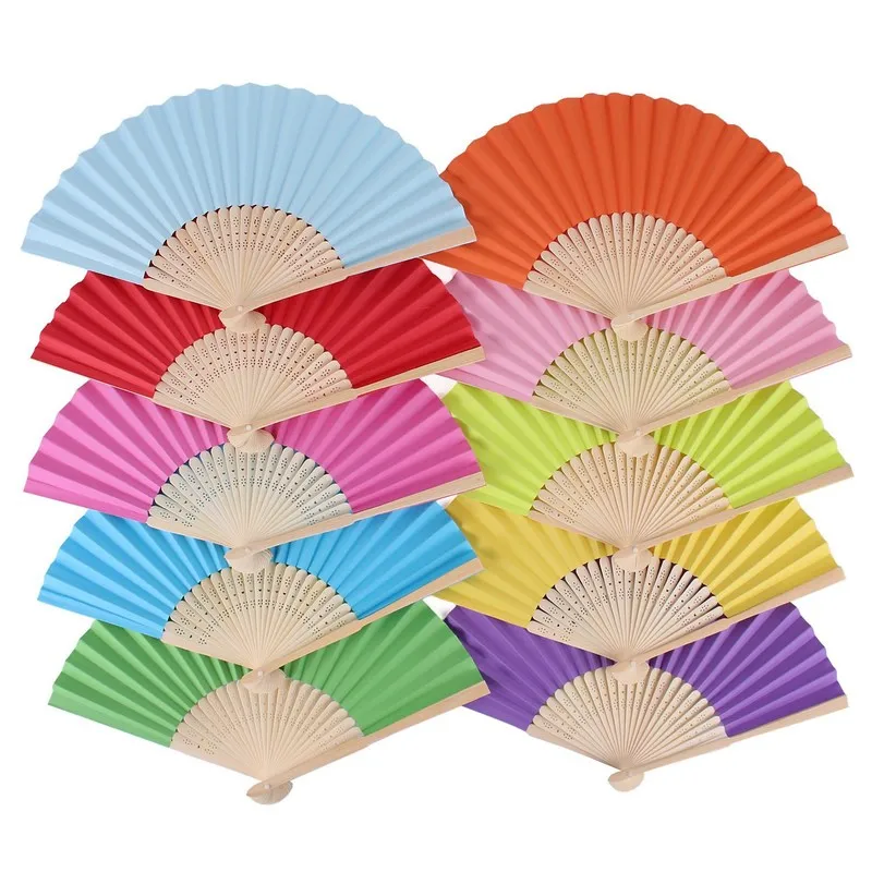 1/4Pack Colorful Paper Folding Hand Fans, Bamboo Ribs Foldable Chinese Japanese Fans, for Wedding Bridal Shower Dancing Church