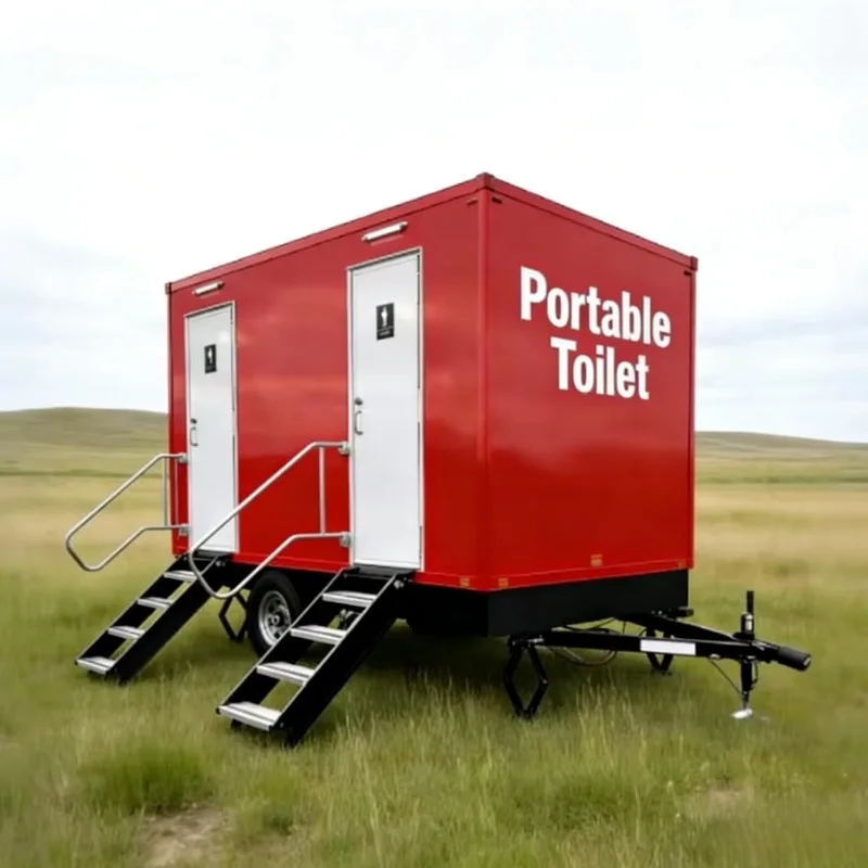 Shower Restroom Trailer ADA Luxury, Portable Toilet Heating Airflow System, for Camping Construction Festivals