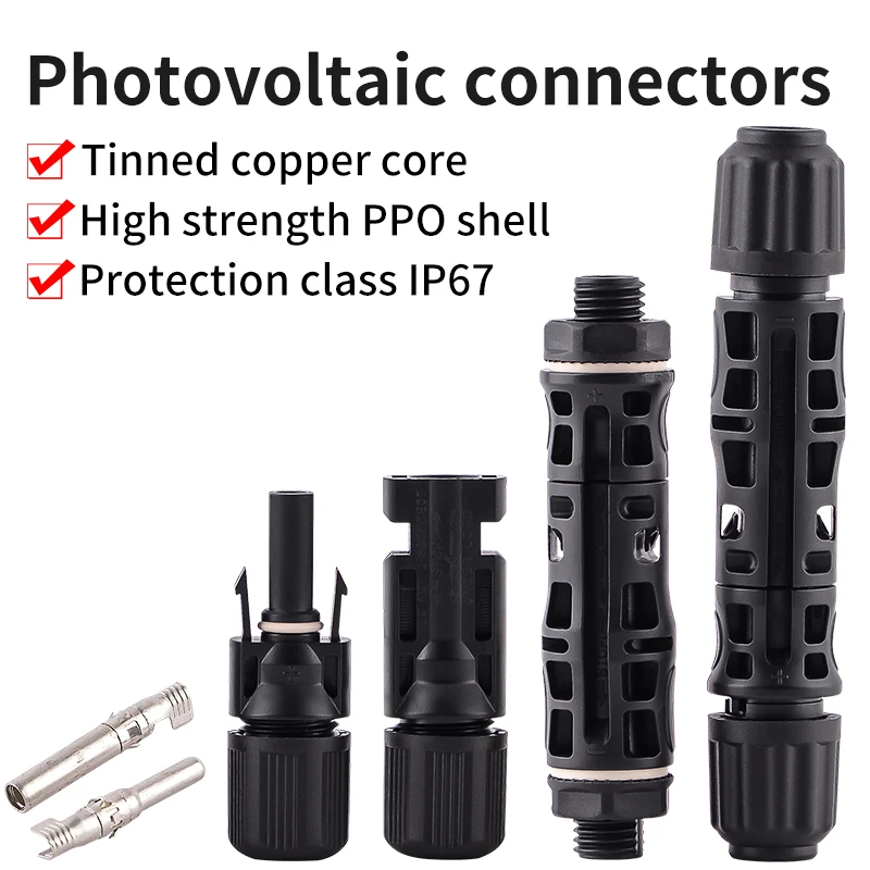 JINH 50Pairs Solar DC Photovoltaic Panel Connectors IP67 Waterproof Snap-in Type PC/PV Insulation Material 1000V 15000V 30A 50A