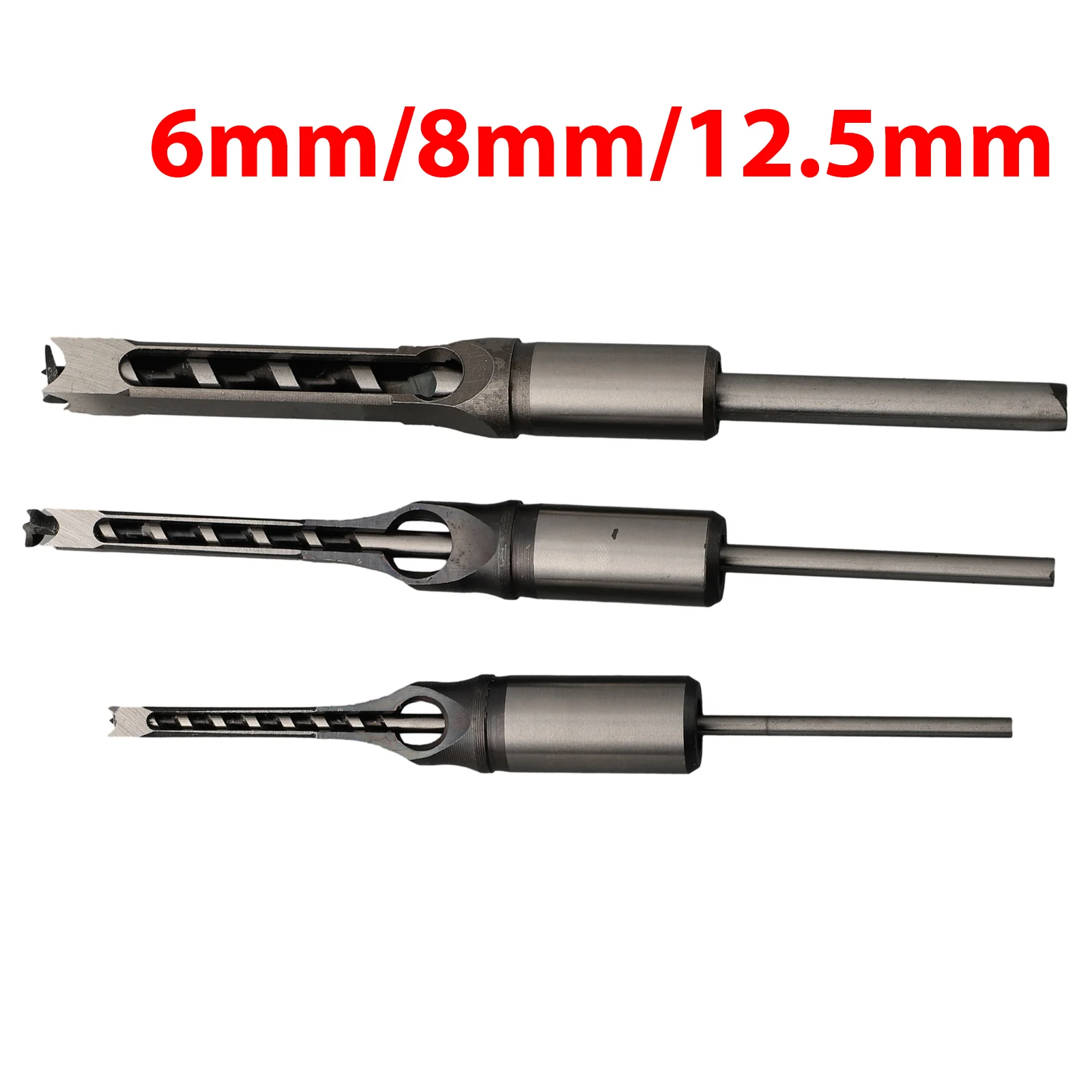 Drill Bit Square Hole Saws Auger For Carpentry High-speed Steel Mortise Mortising Saw Set Woodworking 3Pcs 56HRC Hardness