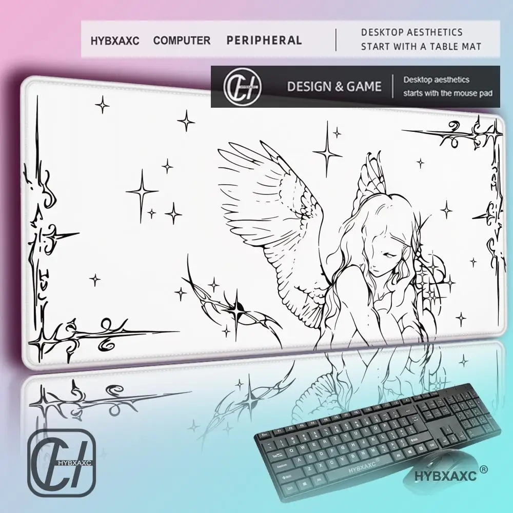 

HYBXAXC Angel Cybersigilism Desk Mat, Mystical Decor, Extended Gaming MousePad, Base Waterproof Keyboard Mat, Aesthetic Supplies