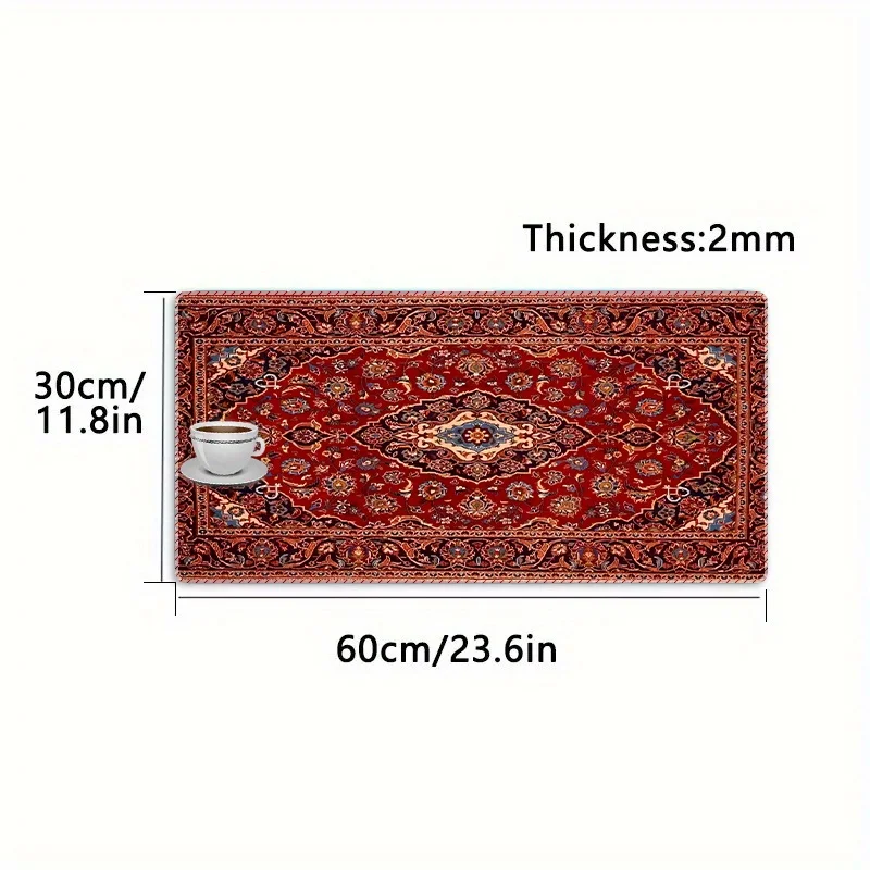 Vintage Persian Rug Extra Large Mouse Pad Non-Slip Rubber Desk Mat for Gaming Office