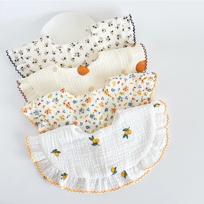 New Baby Feeding Drool Bib Lace Floral Infants Saliva Towel Soft Cotton Burp Cloth For Newborn Toddler Kids Bibs Korean Style