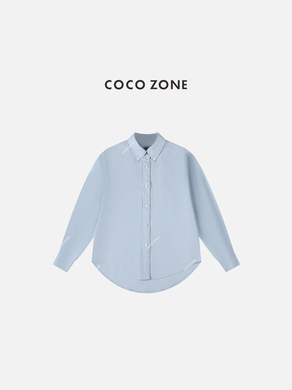 

Zone 100% Linen Embroidered Collar Single Button Long Sleeve Shirt Women's Straight Cut Summer Fashion Casual Wear