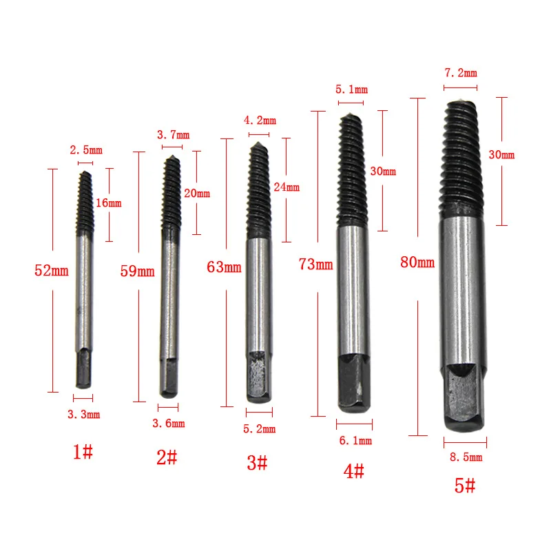 5 pz/set vite centro estrattore punte guida Set tubo rotto estrattore rotto danneggiato bullone rimozione rimozione velocità facile Set