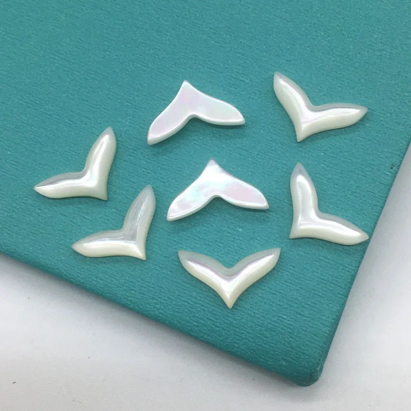 

100PCS/Lot White Fishtail MOP Natural Mother Of Pearl Shell Flat Buttom Cabochon Gemstone For Pendant