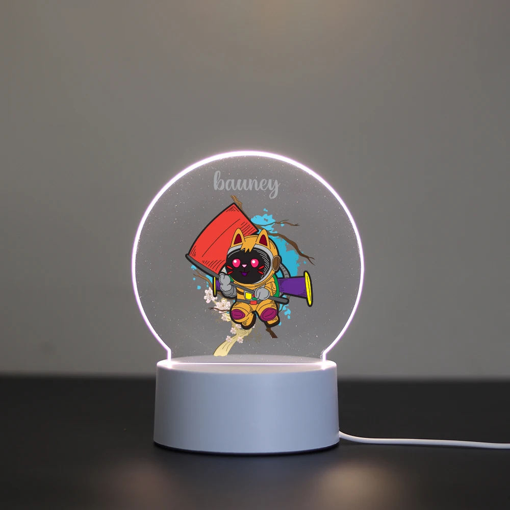 1 customized name slide night light Cartoon Cyber Kitten Touch dimming bedroom light Sending my best friend and girlfriend