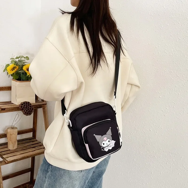 

Xiuya Cute Shoulder Bag for Women Kuromi Print Cartoon Small Fashion Wallet Nylon Casual Harajuku Y2k Ladies New Crossbody Bag