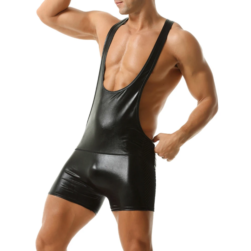 

Mens Bodysuit Mesh Vest Shiny Underwear Suspenders Backless Sexy Breathable Womens Sexy Bodysuits Mesh See-Through Jumpsuit
